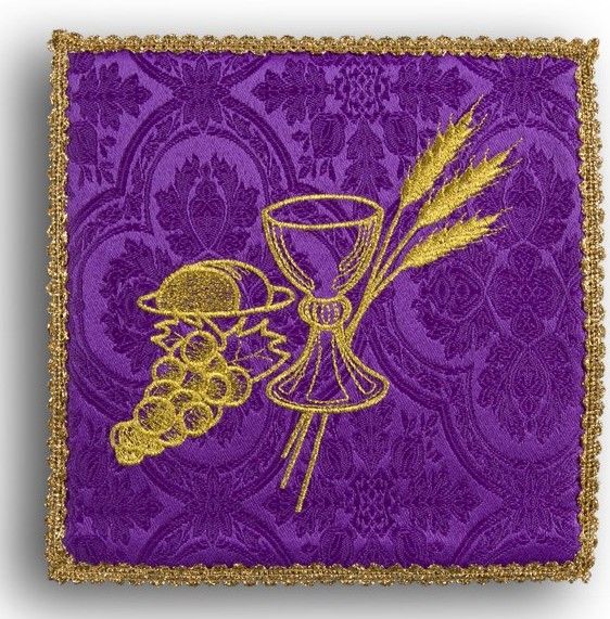 Palka haftowana fioletowa - kielich+ winogrona - kolor fioletowy - Nowość