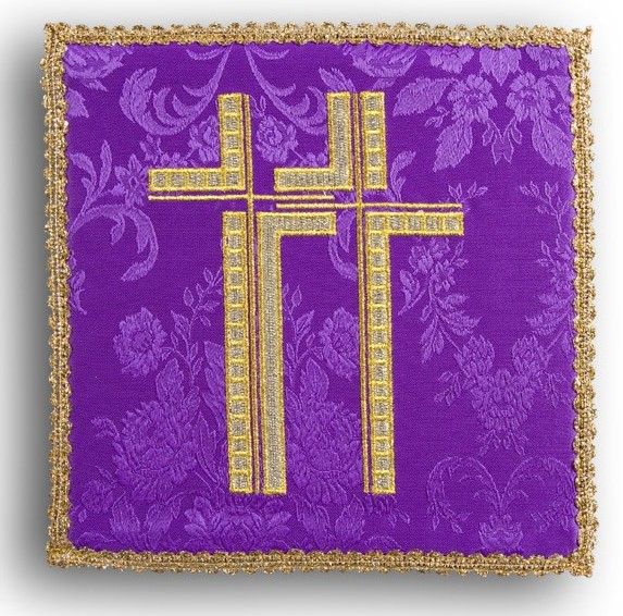 Palka haftowana fioletowa - Krzyż - kolor fioletowy - Nowość