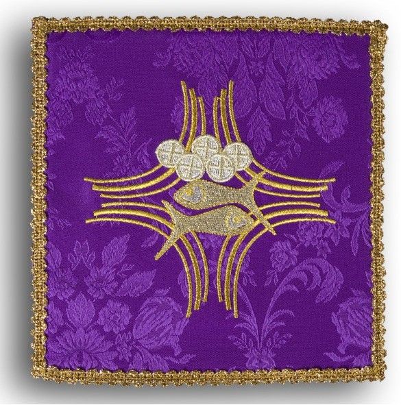 Palka haftowana fioletowa - Ryby + chleb - kolor fioletowy - Nowość