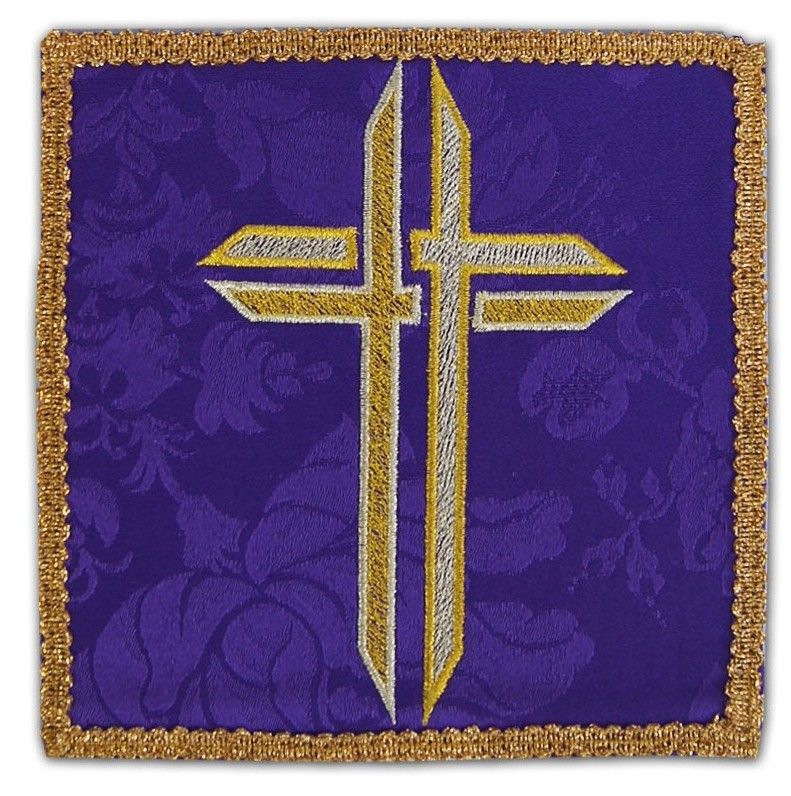 Palka haftowana fioletowa - Krzyż (1) - kolor fioletowy - Nowość