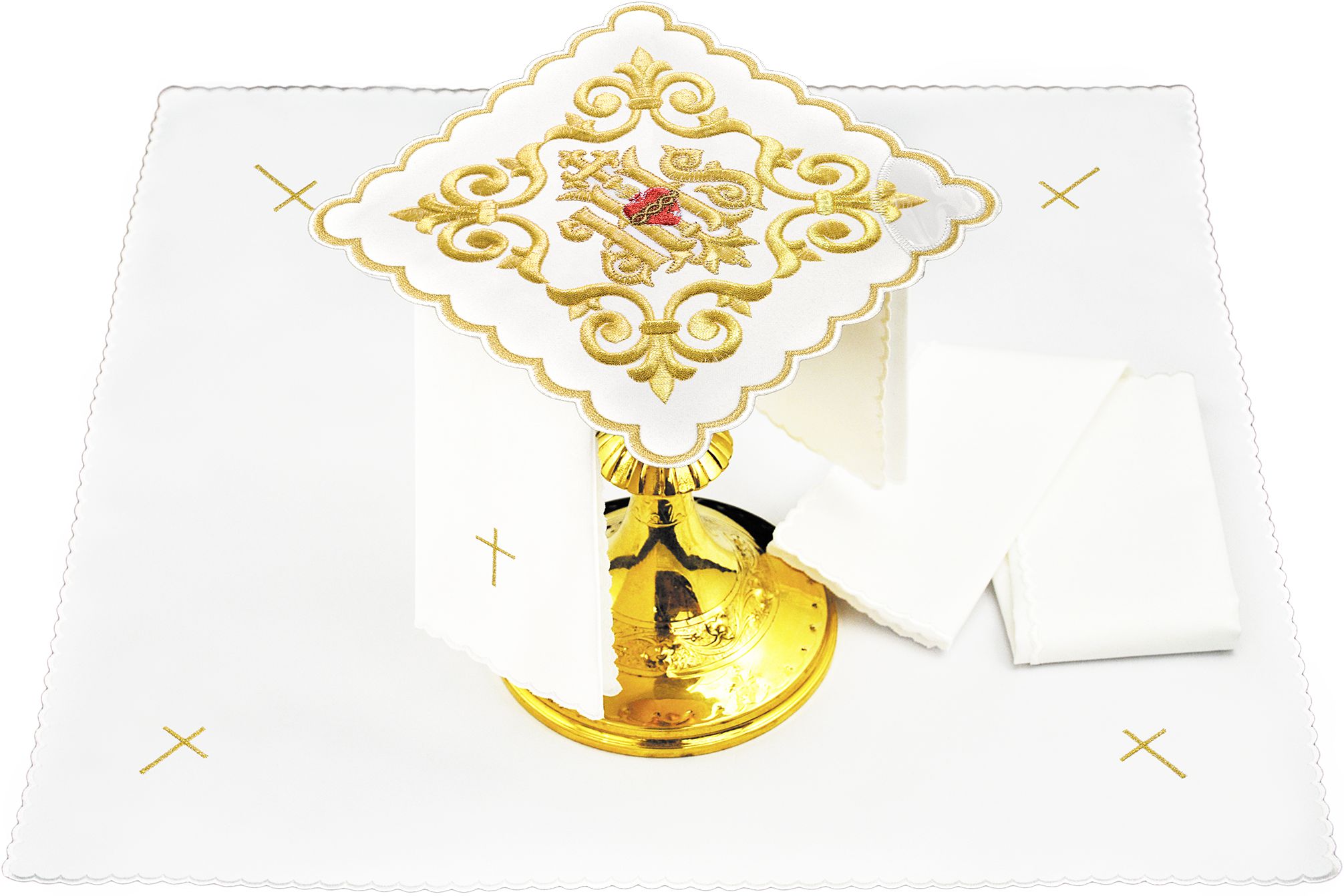 Bielizna kielichowa IHS + Serce - haft - bawełna poliester - Nowość