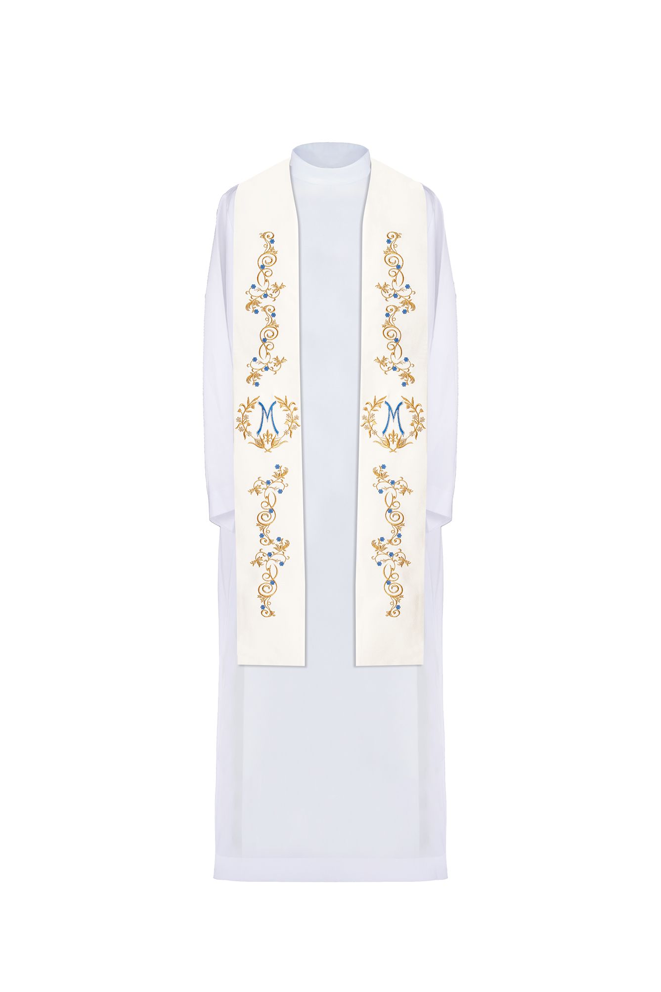 Stuła Maryjna haftowana - biała (32) - EUCHARYSTYCZNE - Nowość