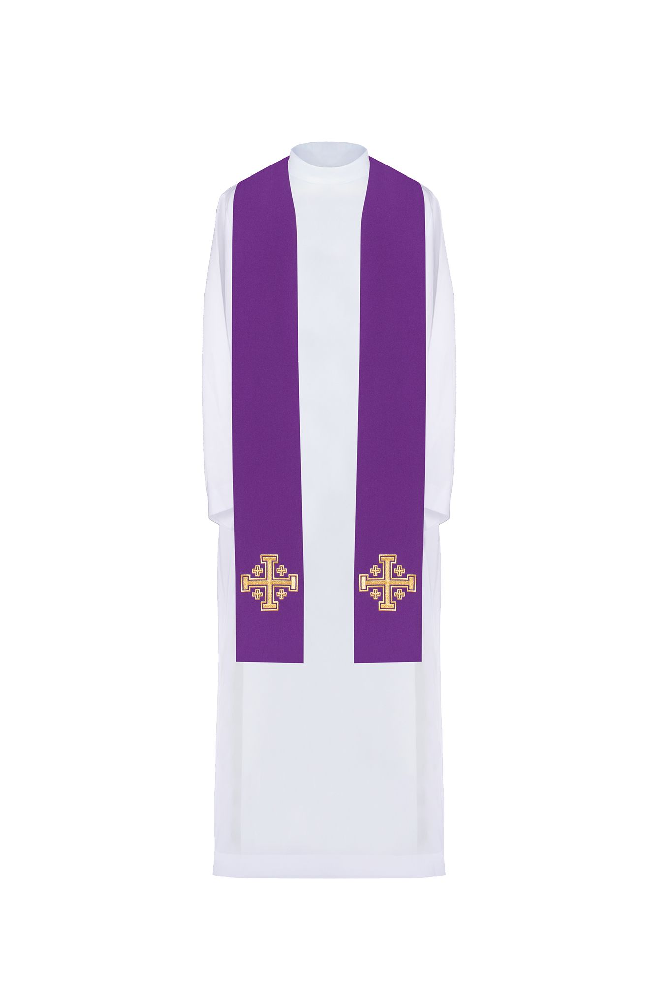 Stuła haftowana Krzyż Jerozolimski - kolory liturgiczne (46) - EUCHARYSTYCZNE - Nowość