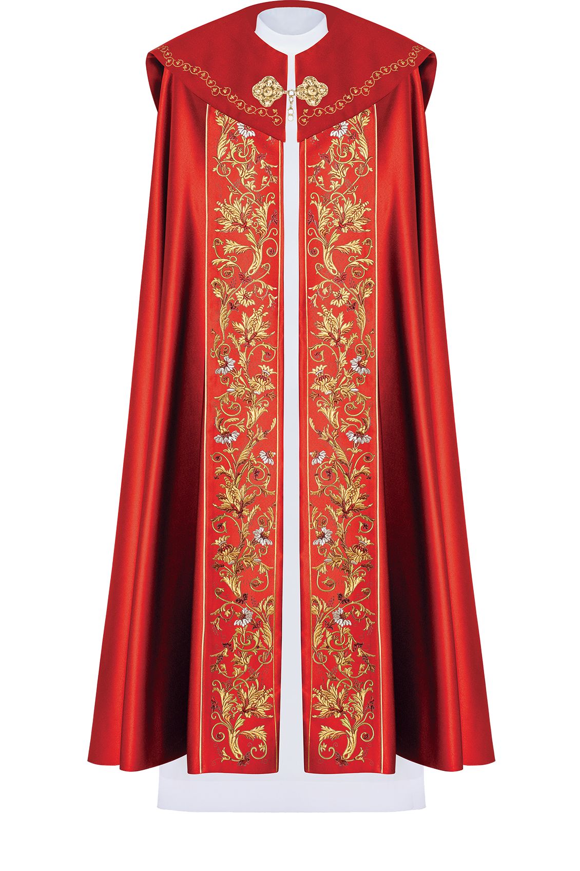 Kapa liturgiczna haftowana IHS - czerwona (33) - KAPY LITURGICZNE - Nowość