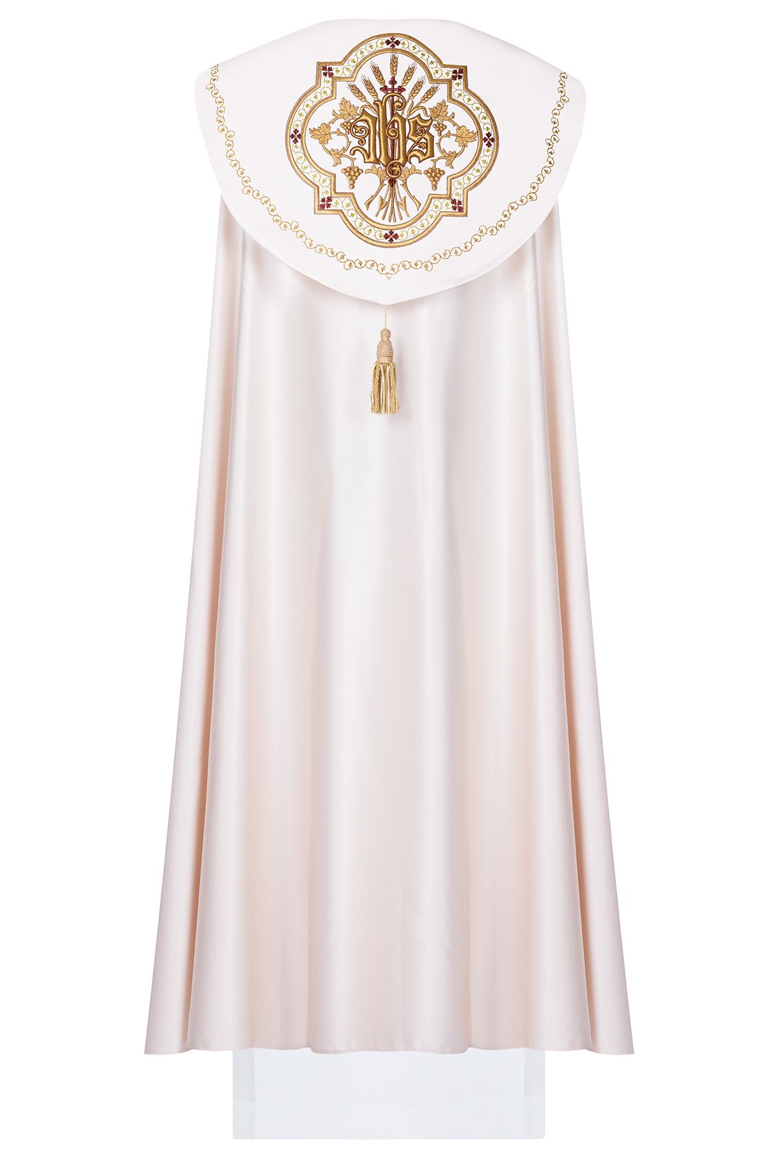 Kapa liturgiczna haftowana IHS - ecru (35) - KAPY LITURGICZNE - zdjęcie 2 - Kapa liturgiczna haftowana IHS - ecru (35)