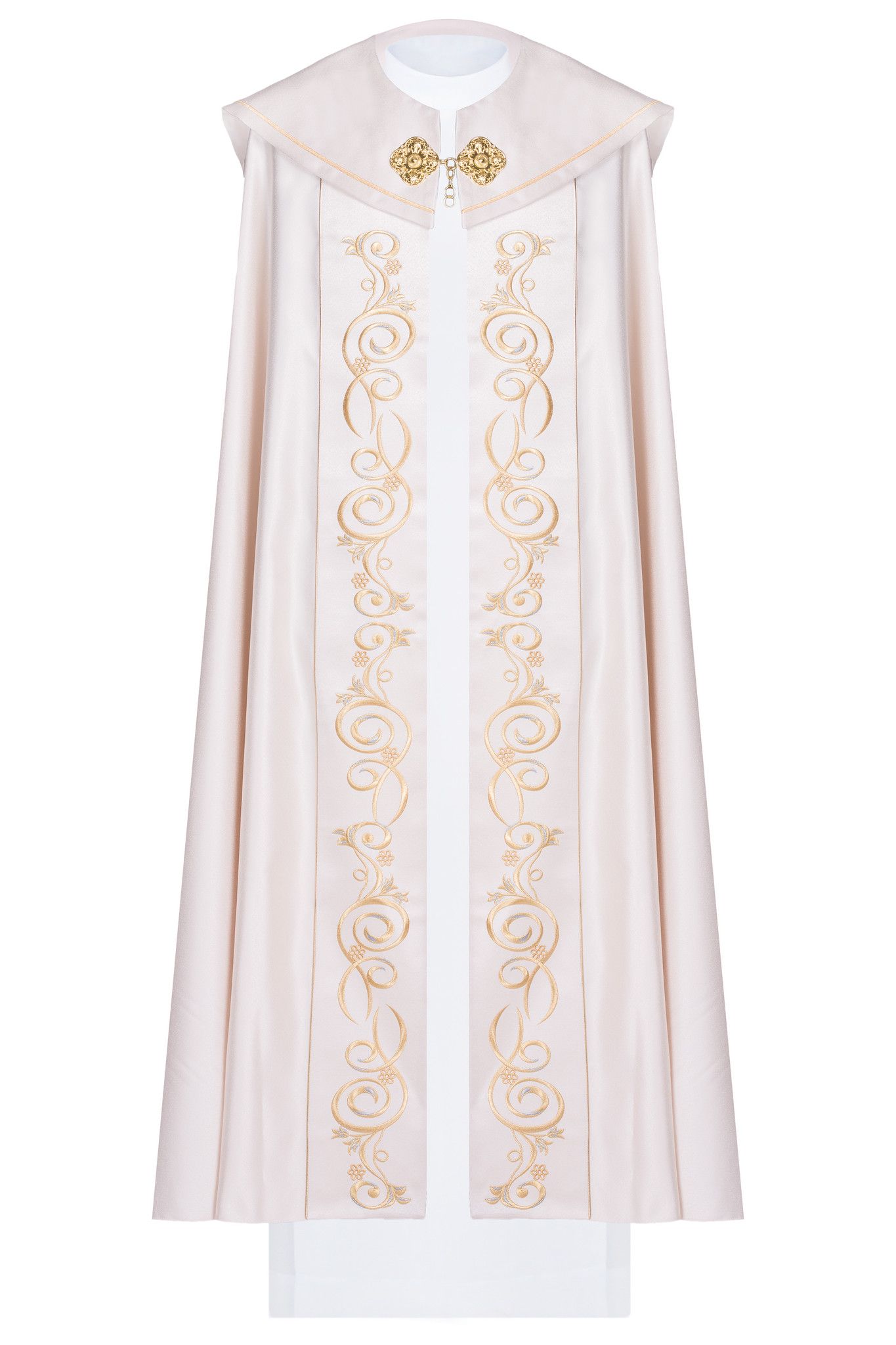 Kapa liturgiczna haftowana IHS - ecru (44) - KAPY LITURGICZNE - zdjęcie 2 - Kapa liturgiczna haftowana IHS - ecru (44)