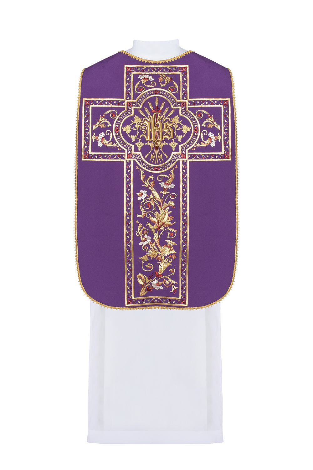 Ornat rzymski haftowany IHS - kolory liturgiczne (40) - Ornaty rzymskie - Nowość