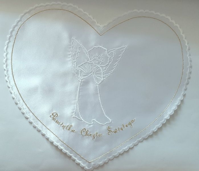 Szatka do chrztu biała- Anioł - serce - Szatki haftowane do chrztu - Nowość