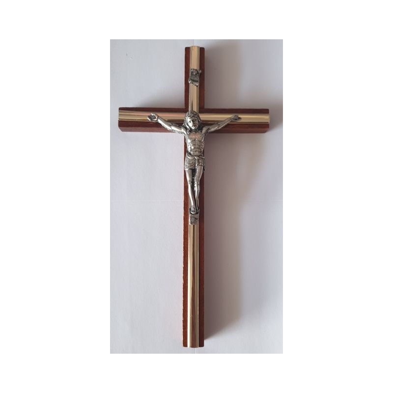 Krzyż drewniany na ścianę - 10 cm x 20 cm, ciemny brąz (1) - KRZYŻE, KRZYŻYKI - Krzyż drewniany na ścianę - 10 cm x 20 cm, ciemny brąz (1)