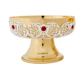 Patena zdobiona, mosiężna, pozłacana - 9 cm - PATENY LITURGICZNE