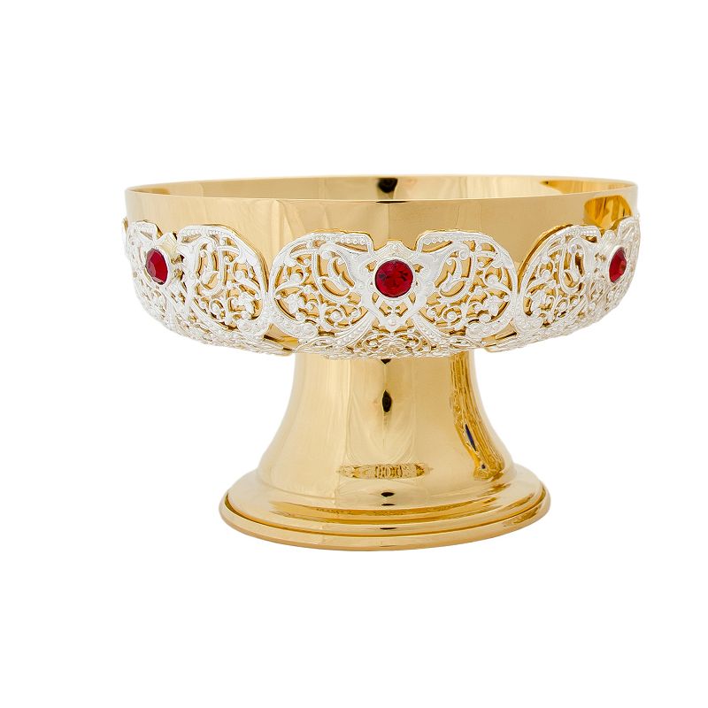 Patena zdobiona, mosiężna, pozłacana - 9 cm - PATENY LITURGICZNE - Patena zdobiona, mosiężna, pozłacana - 9 cm