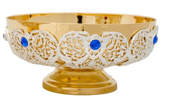 Patena zdobiona, mosiężna, pozłacana - 7 cm - PATENY LITURGICZNE - Nowość