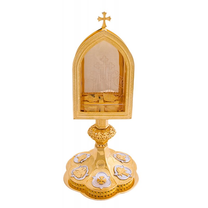 Kustodia mosiężna, pozłacana - 29 cm - KUSTODIA - Kustodia mosiężna, pozłacana - 29 cm