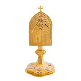 Kustodia mosiężna, pozłacana - 29 cm - KUSTODIA - zdjęcie 2 - Kustodia mosiężna, pozłacana - 29 cm