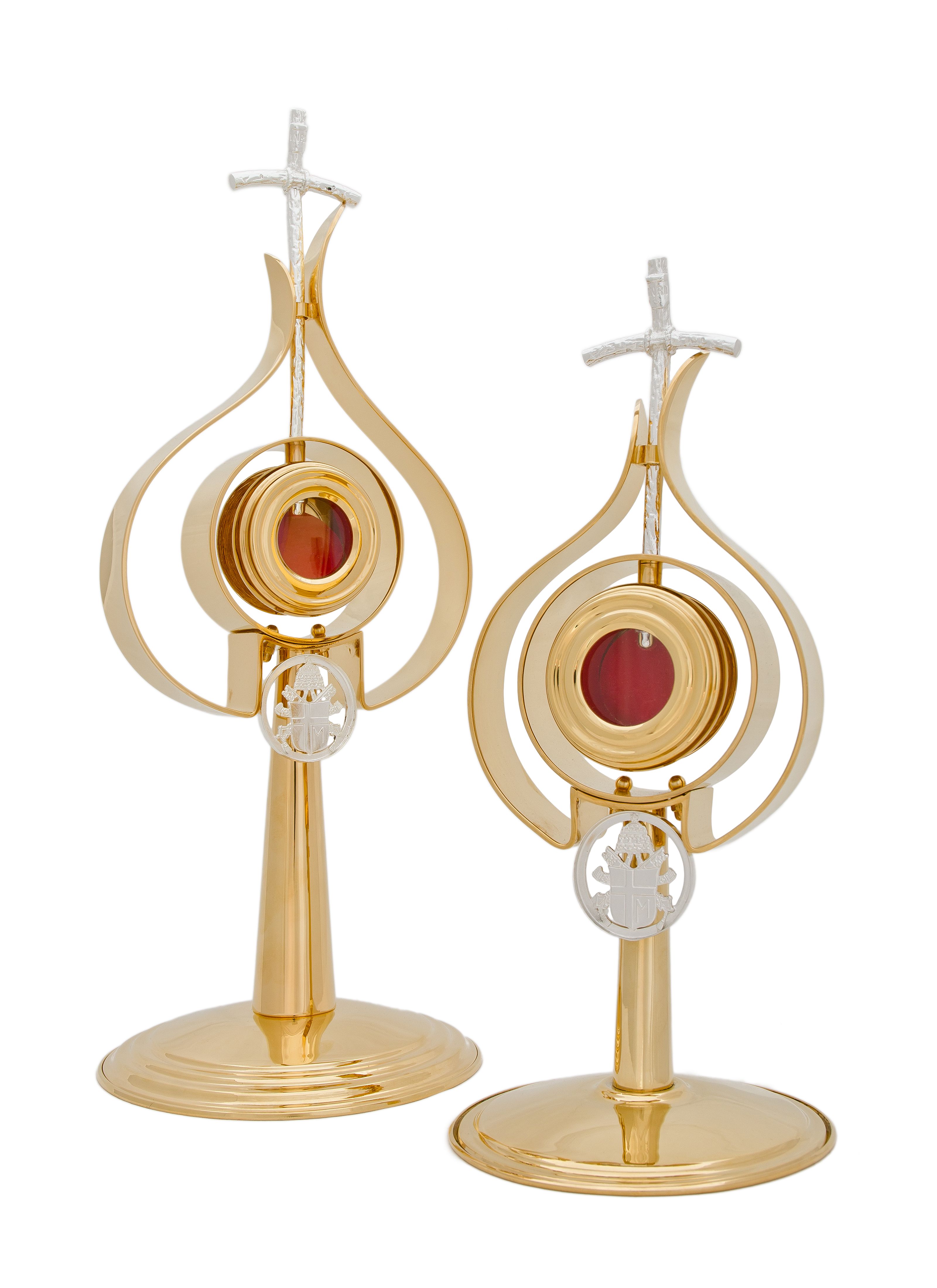 Relikwiarz mosiężny, pozłacany, papieski - 26 cm - RELIKWIARZE - Nowość