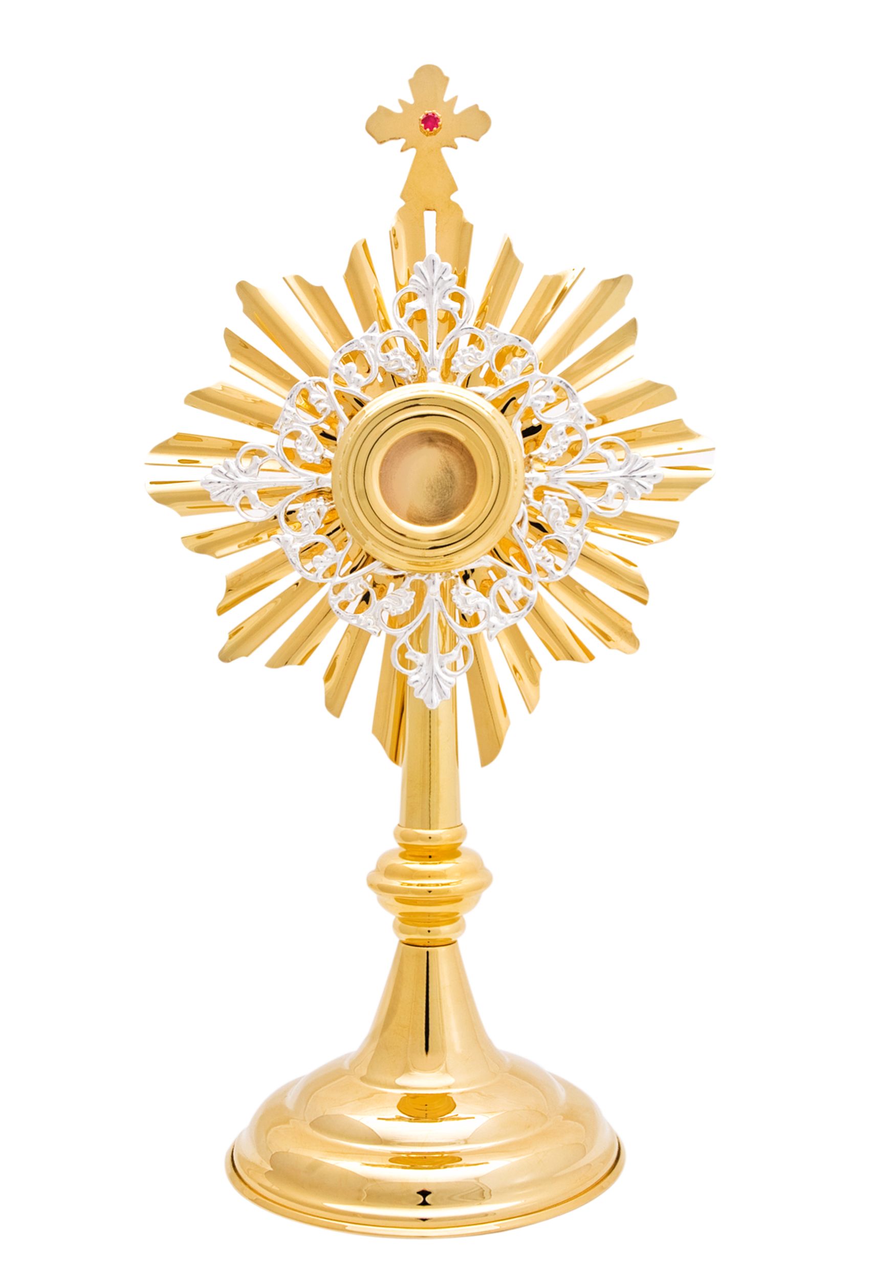 Relikwiarz mosiężny, pozłacany - 33 cm (604) - RELIKWIARZE - Nowość