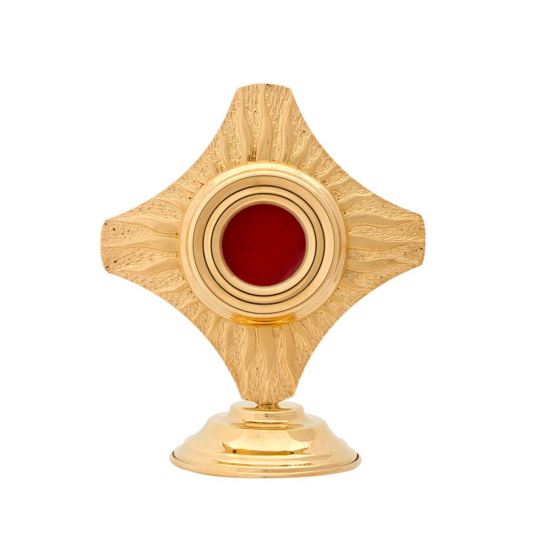 Relikwiarz mosiężny, pozłacany - 15 cm - RELIKWIARZE - Relikwiarz mosiężny, pozłacany - 15 cm