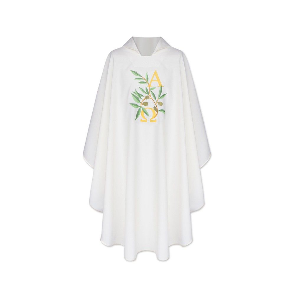 Ornat Alfa i Omega zielone gałązki - mix kolorów - ORNATY WIELKANOCNE - Nowość