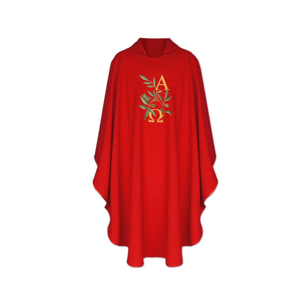 Ornat Alfa i Omega zielone gałązki - mix kolorów - ORNATY WIELKANOCNE - zdjęcie 2 - Ornat Alfa i Omega  - zielone gałązki