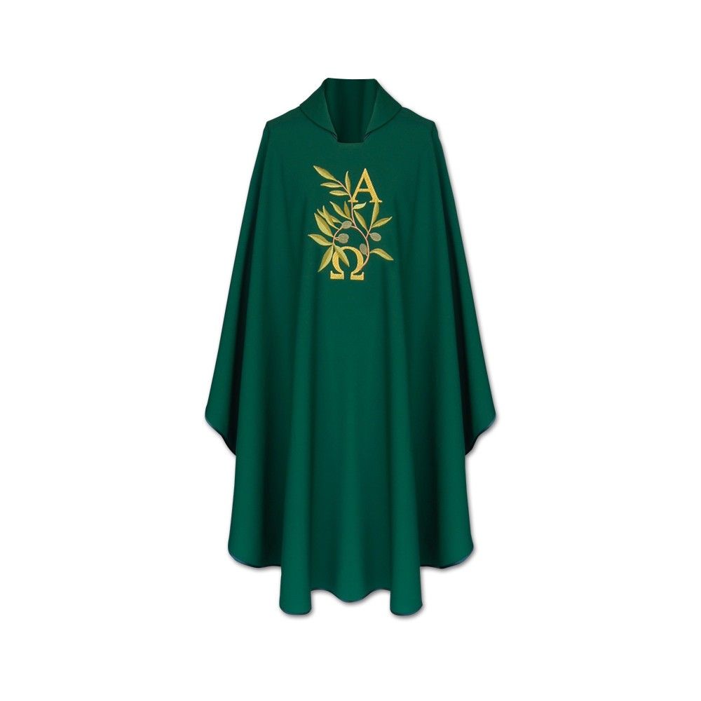 Ornat Alfa i Omega zielone gałązki - mix kolorów - ORNATY WIELKANOCNE - zdjęcie 4 - Ornat Alfa i Omega  - zielone gałązki