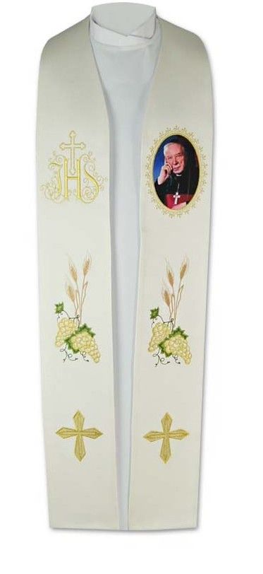 Stuła haftowana Kardynał Stefan Wyszyński (2) - Z POSTACIAMI - Nowość