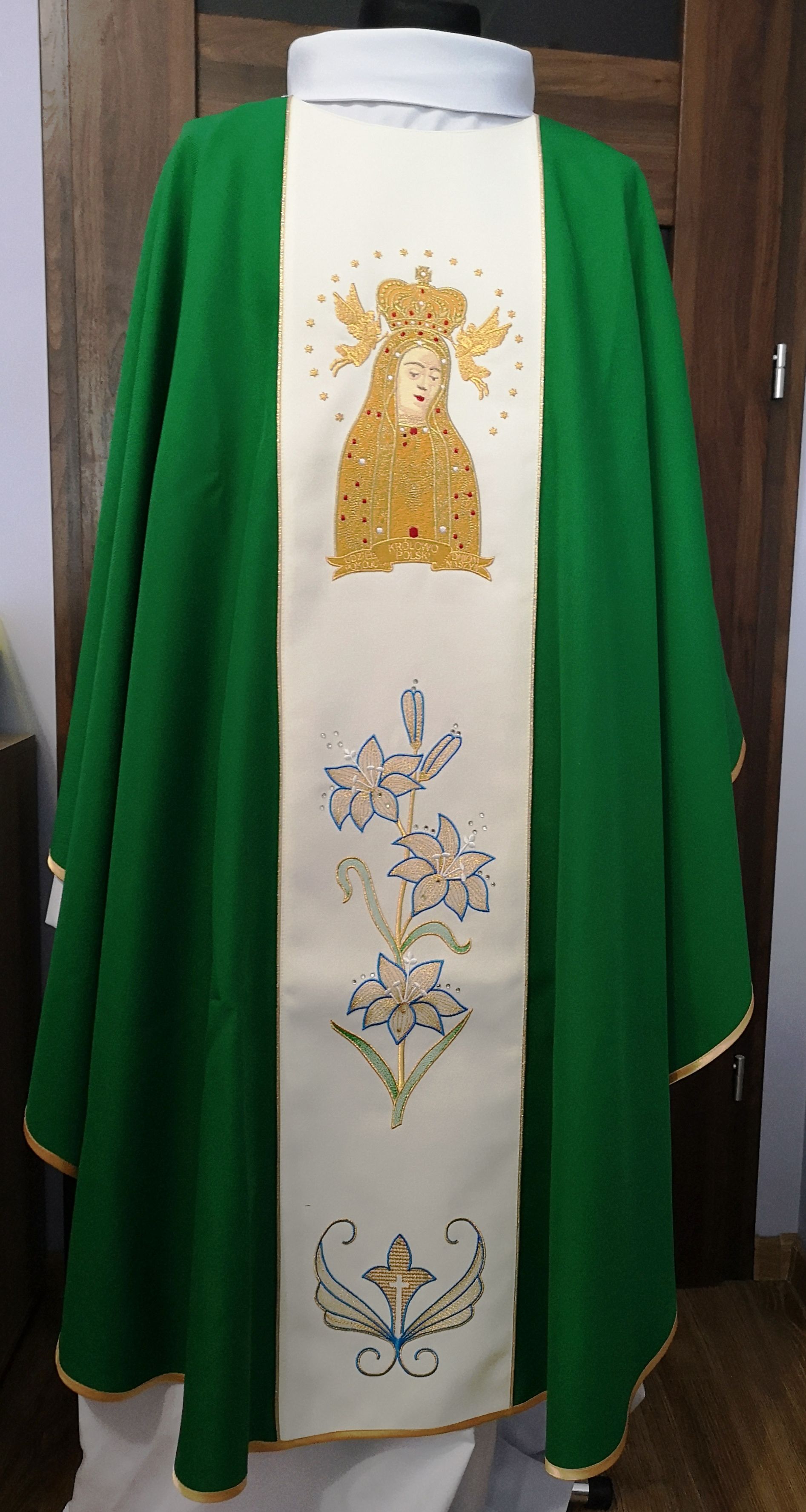 Ornat zielony Matka Boża Licheńska - Ornaty Maryjne - zdjęcie 5 - Ornat zielony Matka Boża Licheńska