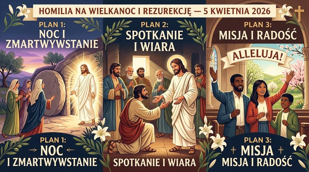 Homilia na Wielkanoc i rezurekcję — trzy plany na 5 kwietnia 2026