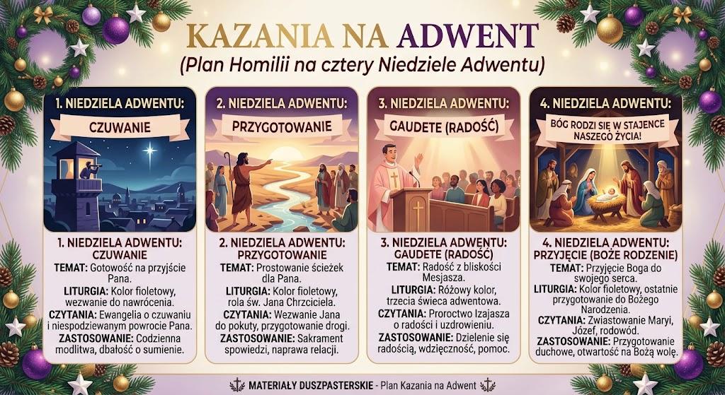 Kazania na Adwent — gotowy plan homilii na cztery niedziele (2026)