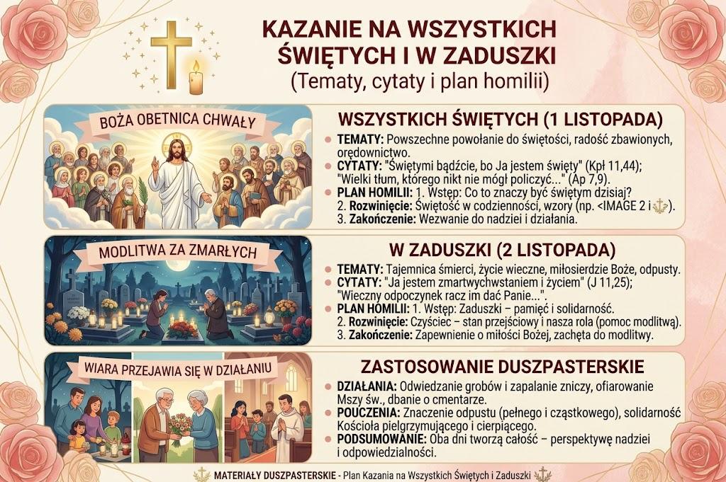 Kazanie na Wszystkich Świętych i w Zaduszki — tematy, cytaty i plan homilii