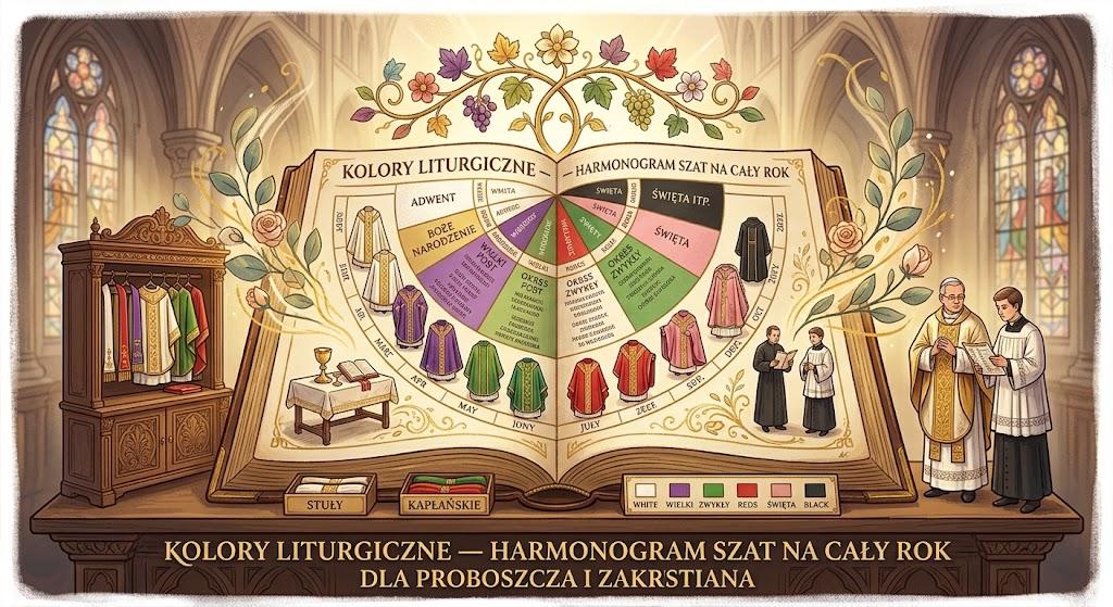 Kolory liturgiczne — harmonogram szat na cały rok dla proboszcza i zakrystiana
