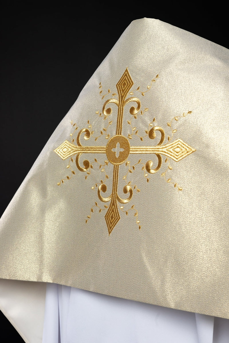 Welon liturgiczny, haftowany Krzyż - złoty (42) - WELONY