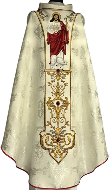 Ornat wielkanocny Dobry Pasterz - rozeta ecru (T7) - ORNATY WIELKANOCNE - Nowość