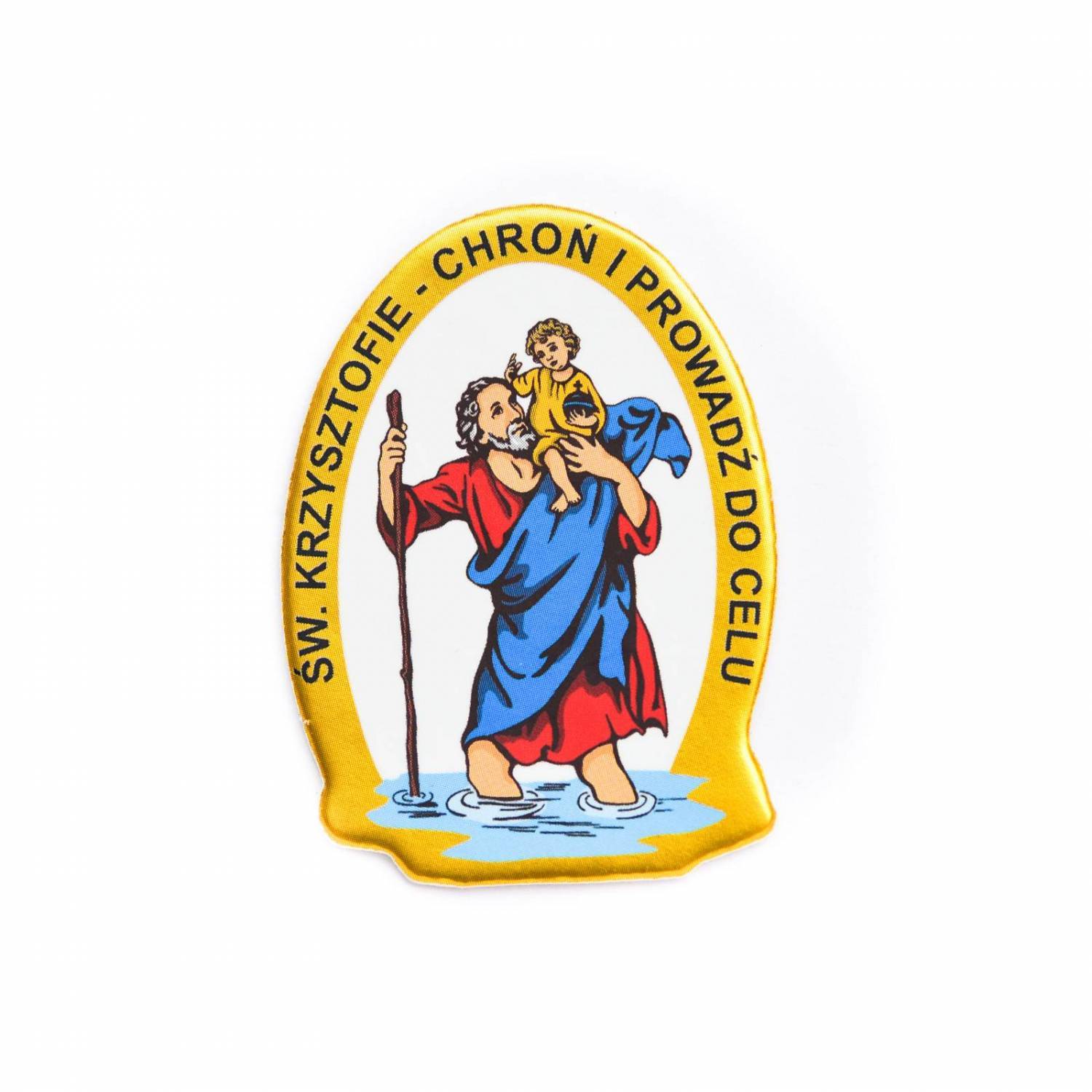 Plakietka złocona samoprzylepna – Święty Krzysztof - ŚWIĘTY KRZYSZTOF - Nowość