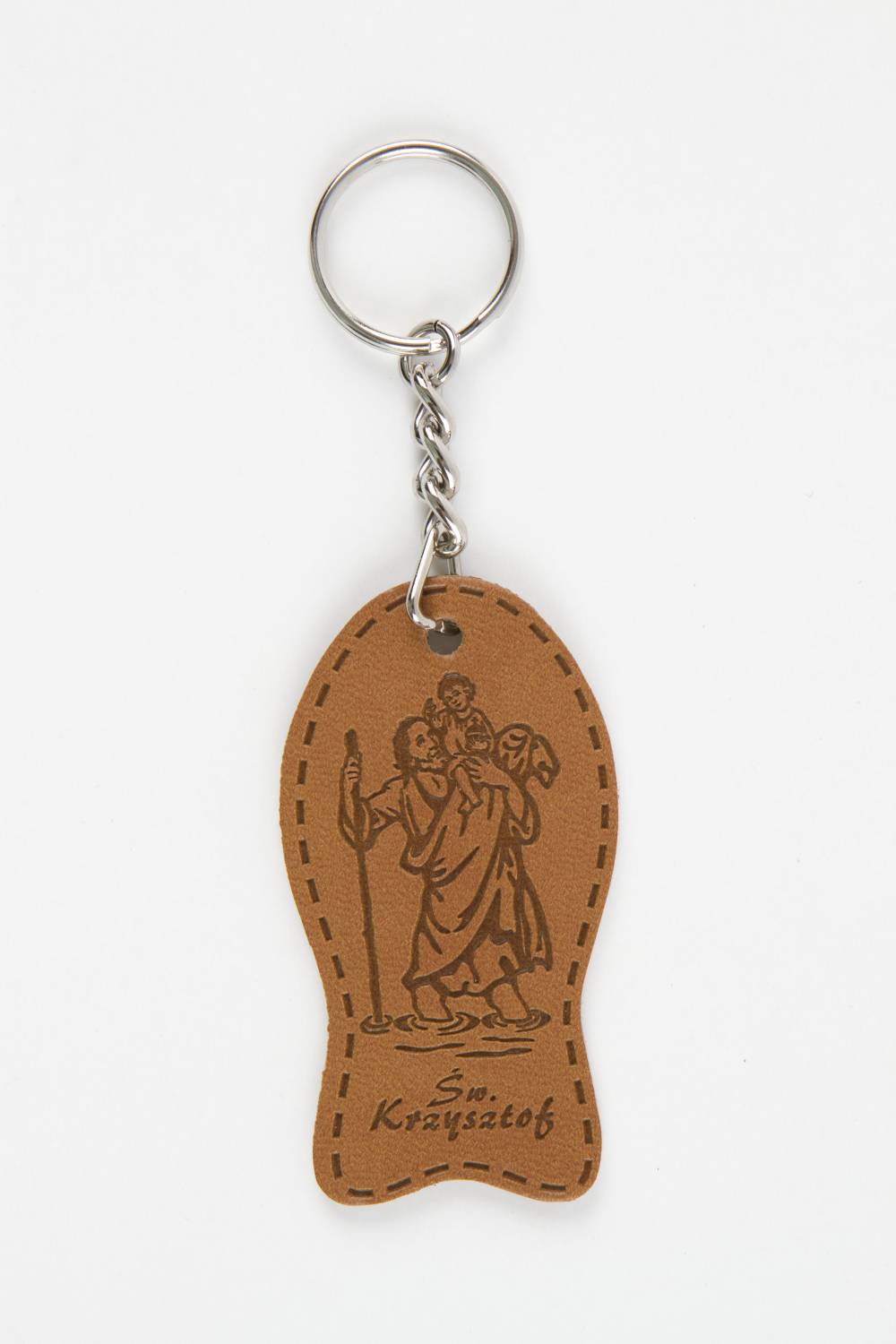 Święty Krzysztof - brelok skórzany - Breloki religijne - Nowość