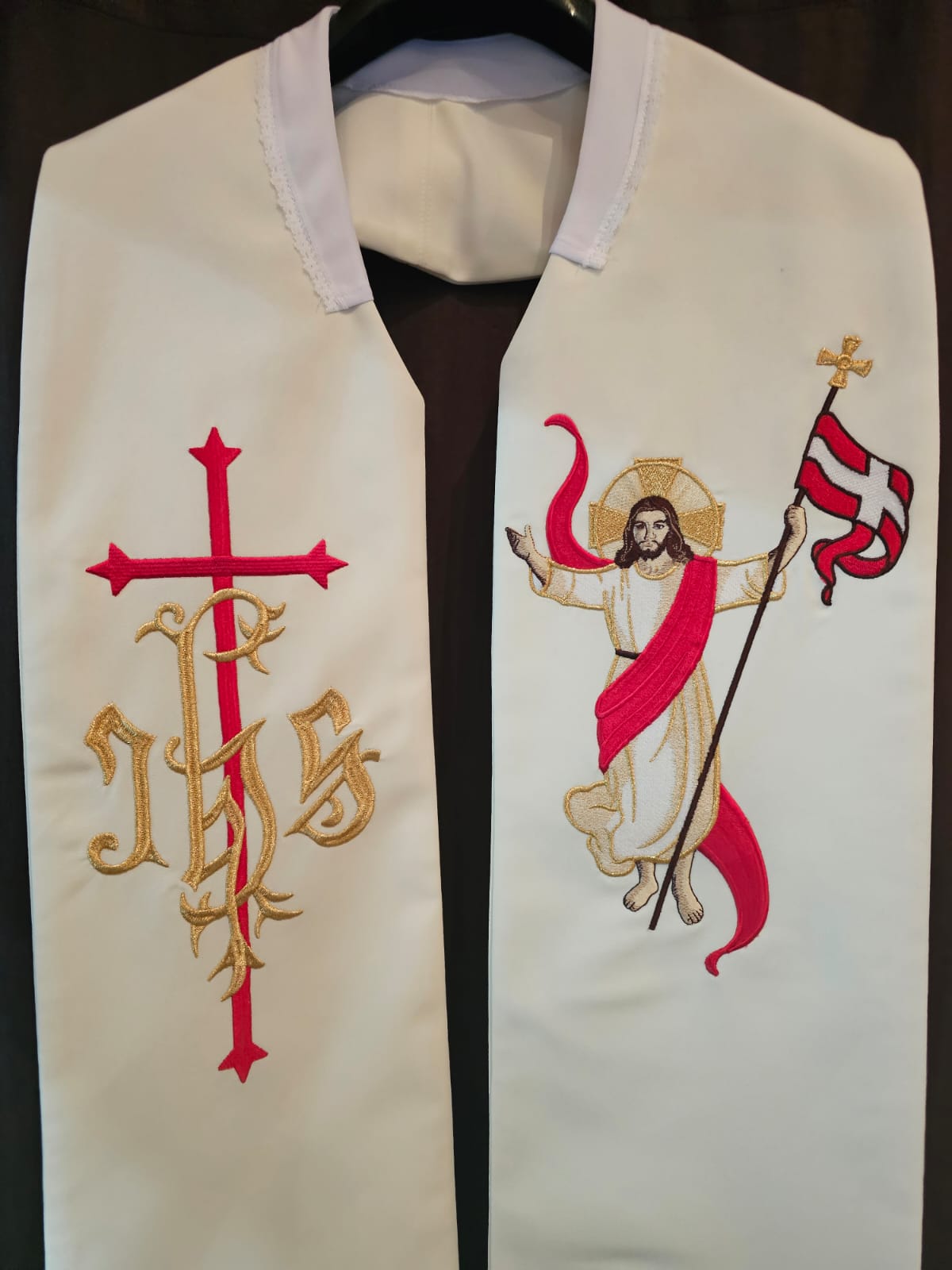 Stuła haftowana Chrystus Zmartwychwstały - Z POSTACIAMI - zdjęcie 2