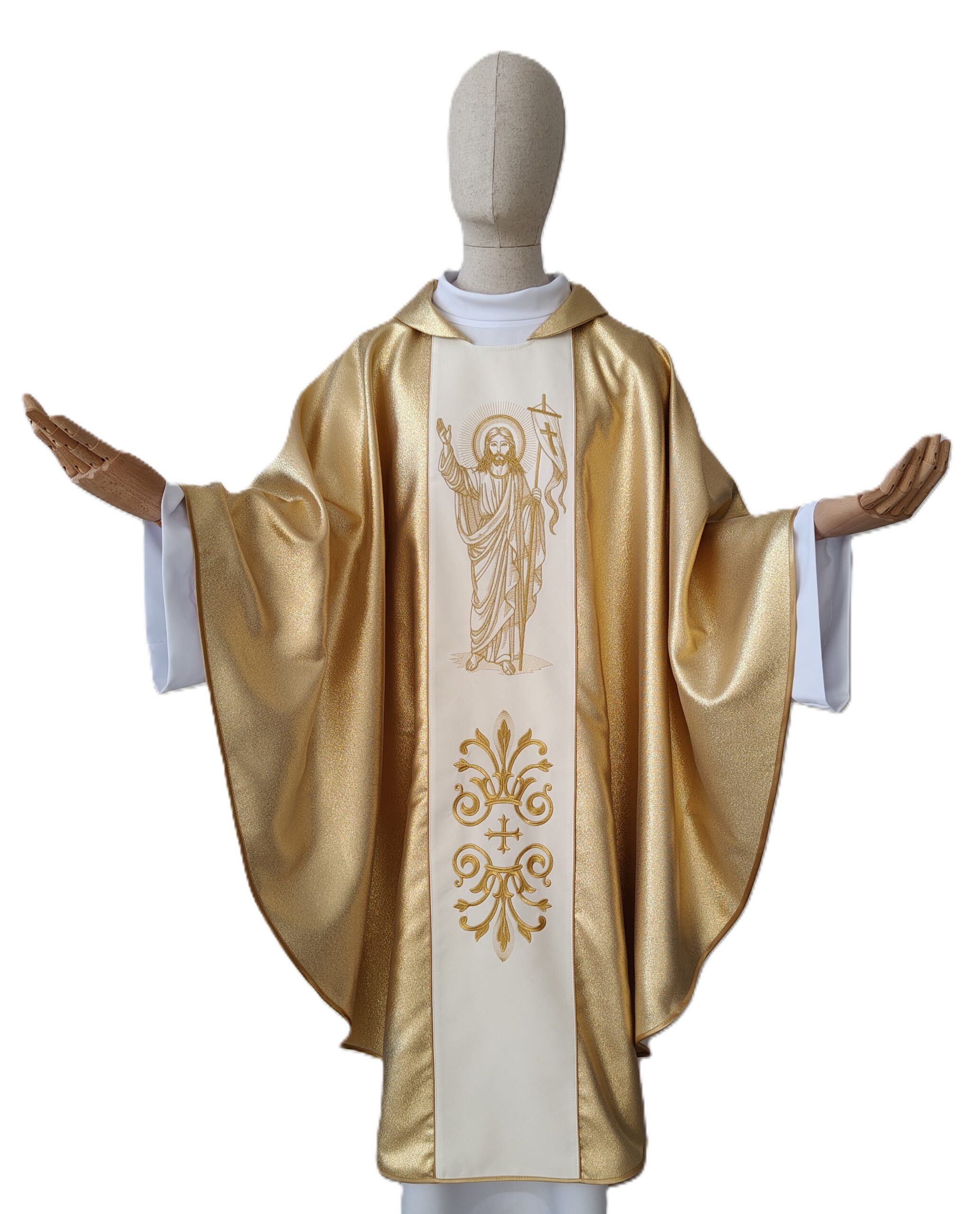 Ornat haftowany złoty, Chrystus Zmartwychwstały - Ornaty z Jezusem