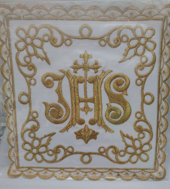 Palka haftowana IHS, złoty haft