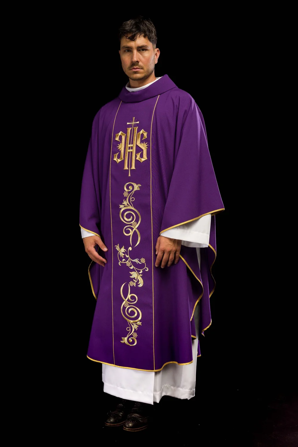 Ornat haftowany IHS - fioletowy (174H) - Ornaty fioletowe - zdjęcie 2
