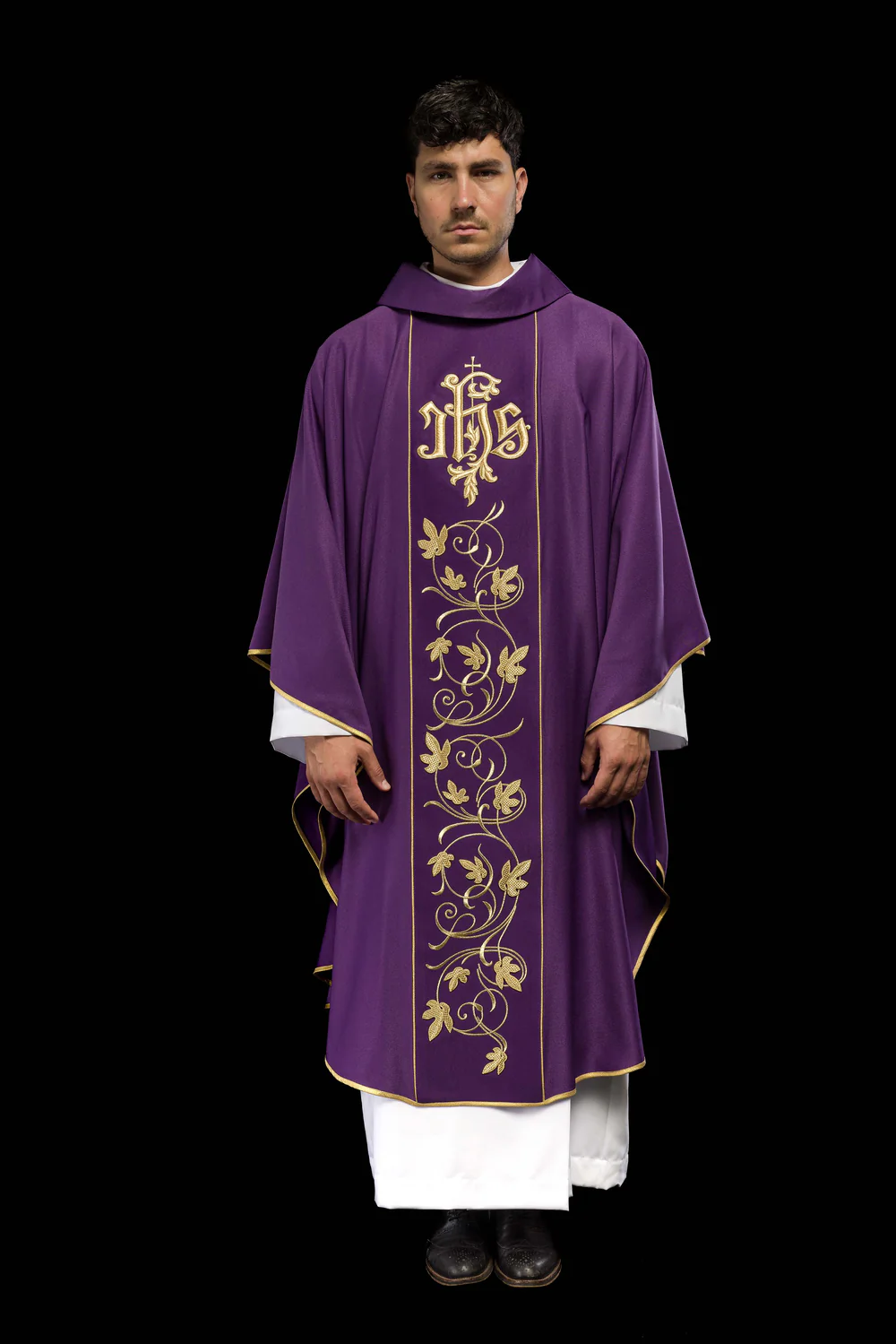 Ornat fioletowy haftowany IHS (176H) - Ornaty fioletowe - zdjęcie 3