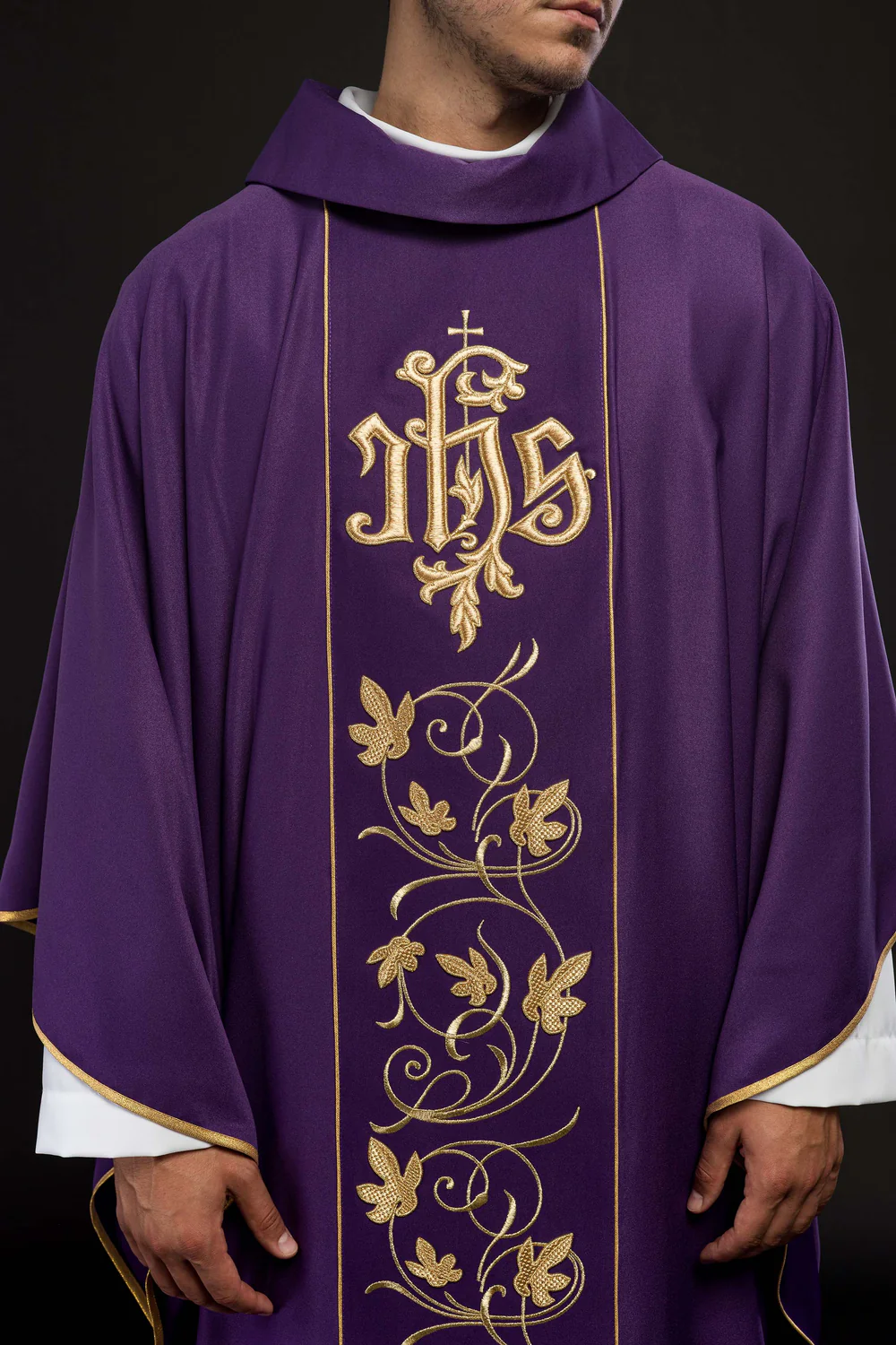 Ornat fioletowy haftowany IHS (176H) - Ornaty fioletowe - zdjęcie 8