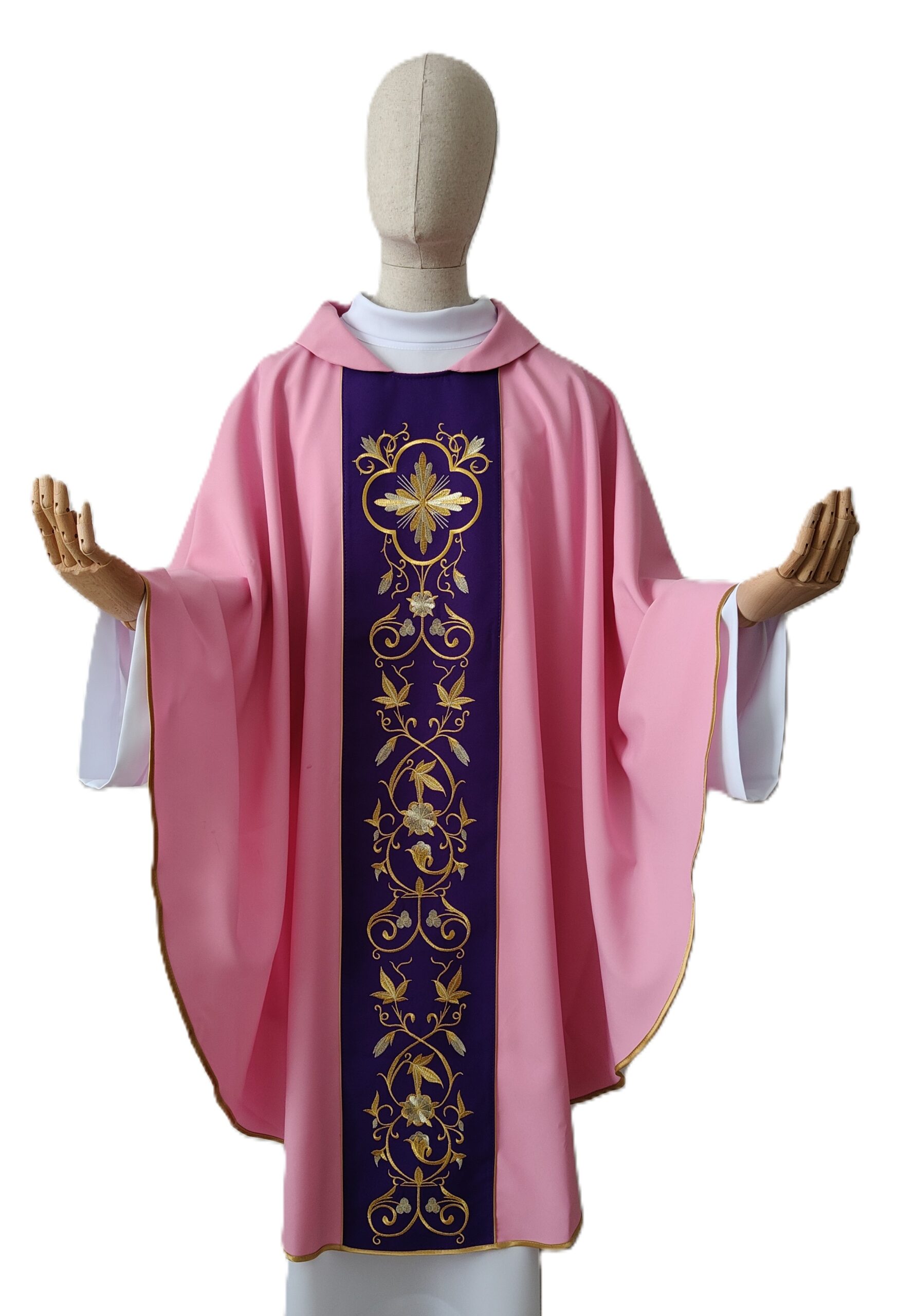 Ornat kapłański, pas haftowany - kolor różowy - ORNATY NA WIELKI POST
