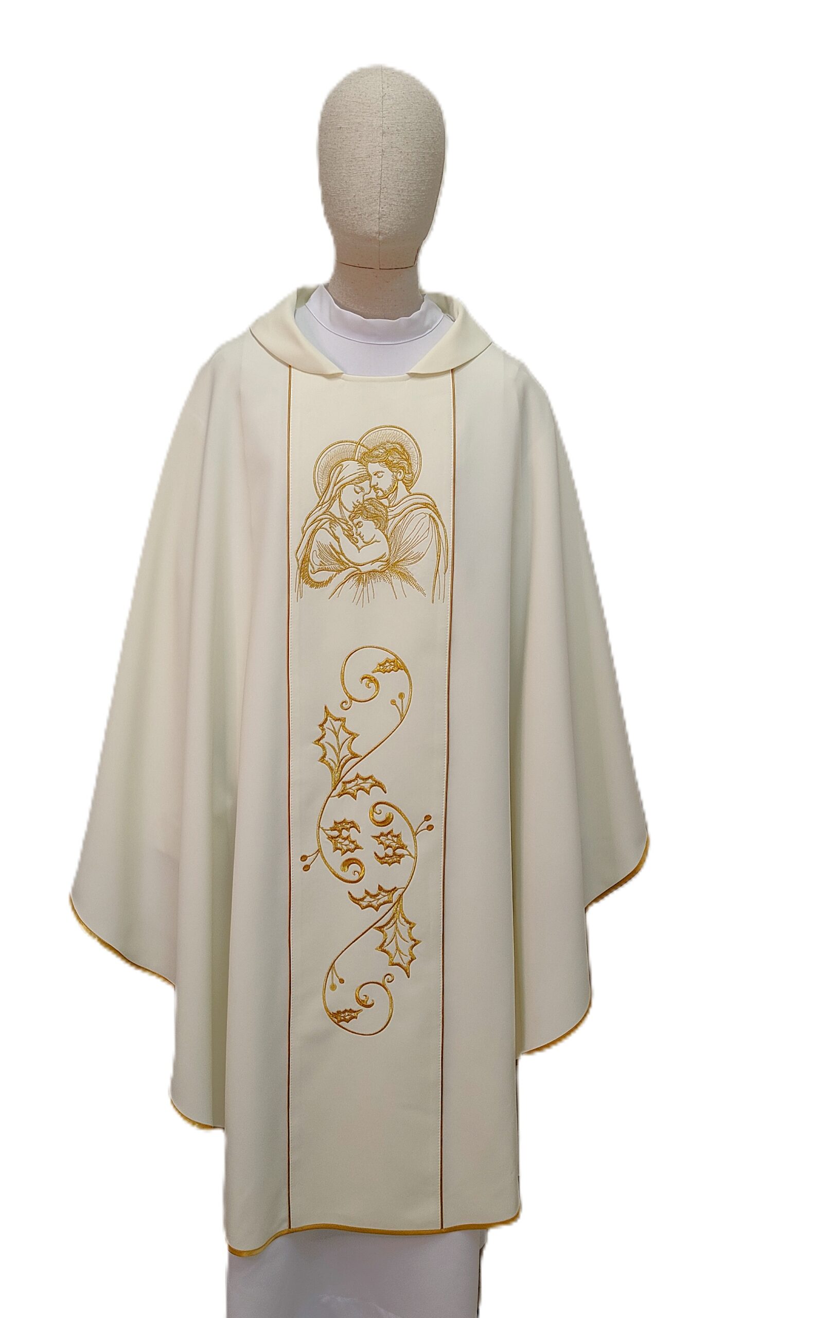 Ornat haftowany ecru Święta Rodzina - Boże Narodzenie - Ornaty białe/ ecru