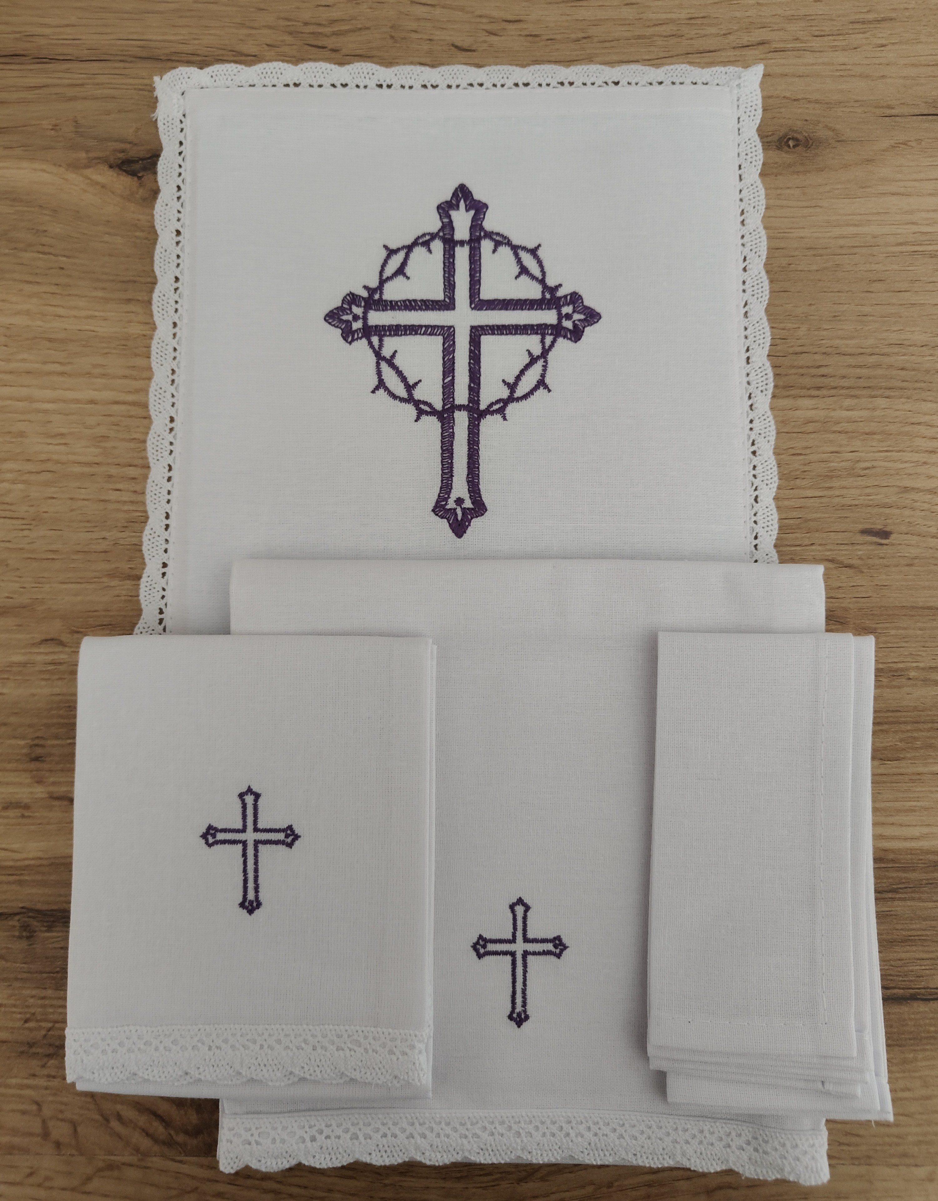 Bielizna kielichowa fioletowa Krzyż + korona cierniowa - BIELIZNA KIELICHOWA - Nowość