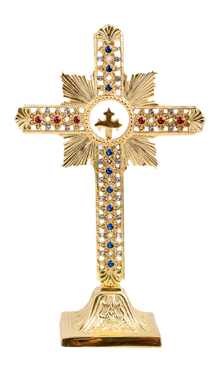 Krzyż stojący mosiężny - 25 cm - KRZYŻE, KRZYŻYKI - Nowość