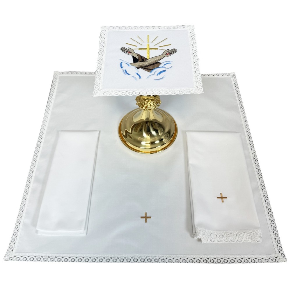 Bielizna kielichowa z symbolem franciszkańskim - Bawełna 100% - Nowość