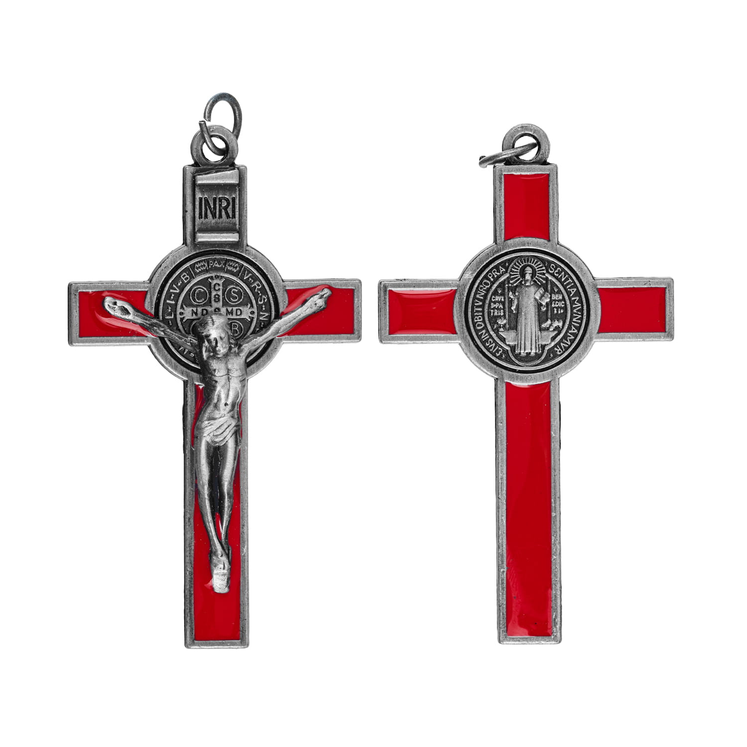 Krzyżyk Św. Benedykta 7,5x4,3 cm (czerwona emalia) - KRZYŻE, KRZYŻYKI - Nowość