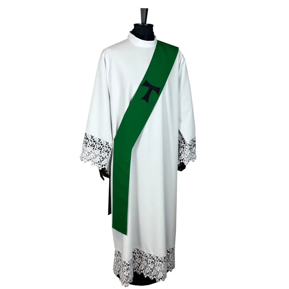 Stuła diakońska -  haftowany krzyż Franciszkański TAU - DLA DIAKONA - Nowość