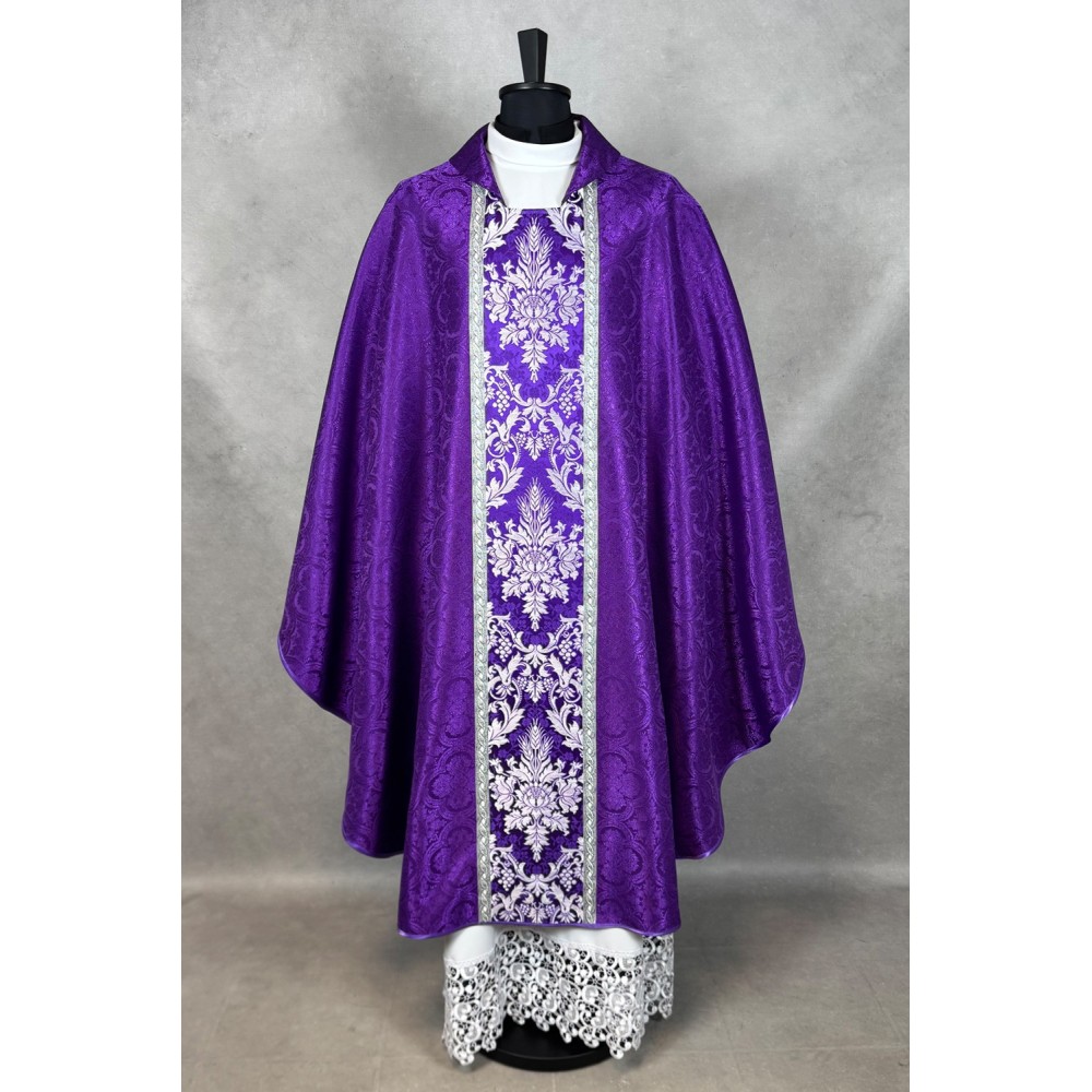 Ornat gotycki - tkanina fioletowa żakard - Ornaty fioletowe - zdjęcie 5