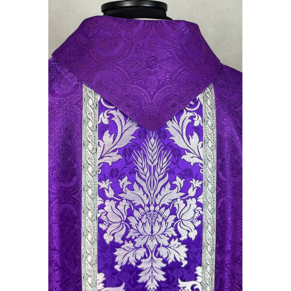 Ornat gotycki - tkanina fioletowa żakard - Ornaty fioletowe - zdjęcie 2