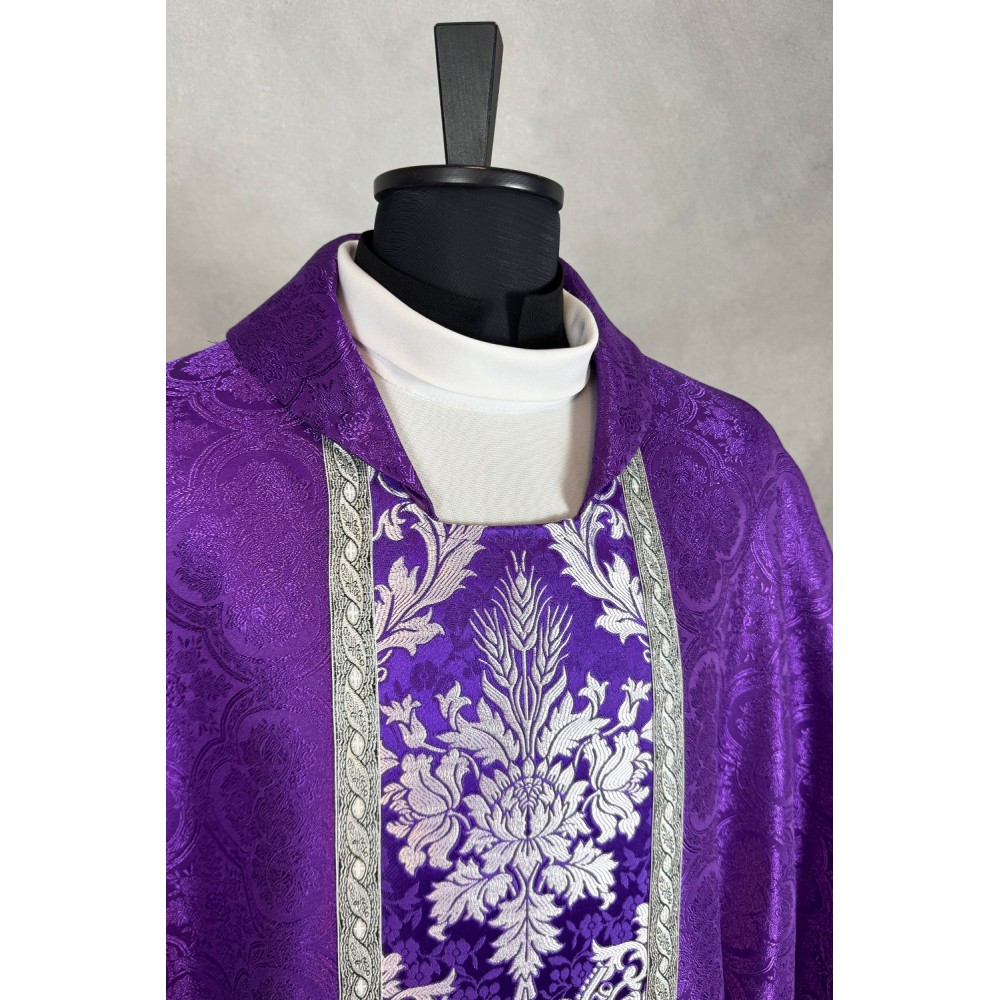 Ornat gotycki - tkanina fioletowa żakard - Ornaty fioletowe - zdjęcie 4